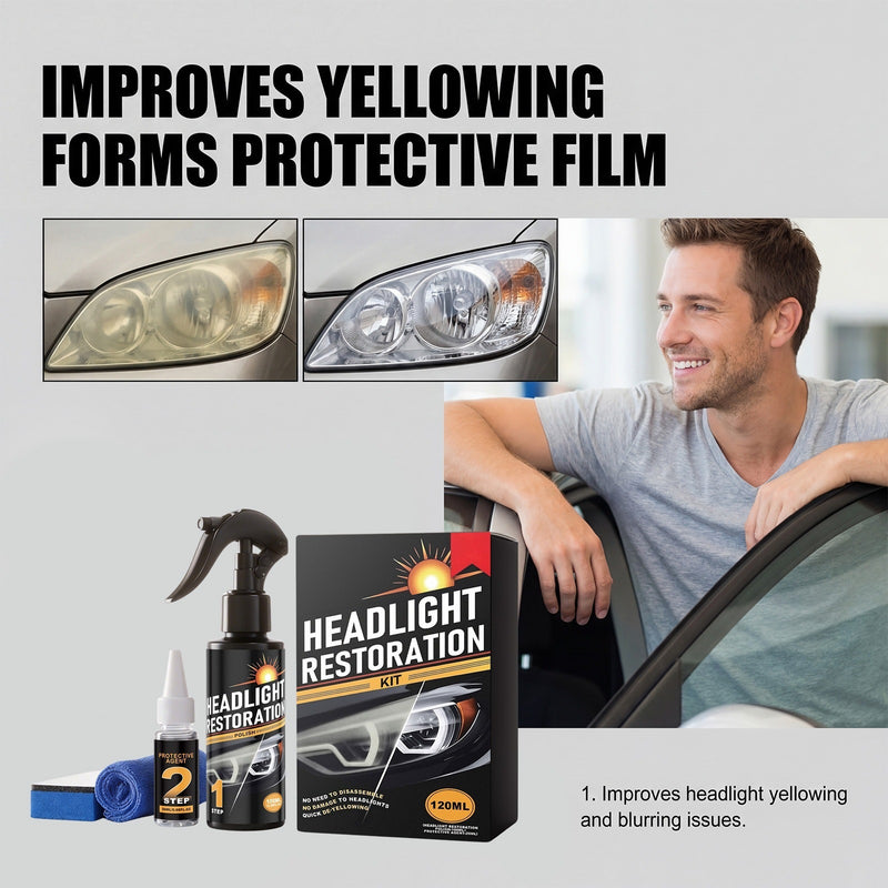 Car Headlight Restoration Kit, Cleaning & Protection for Headlight Clarity - BsBuy