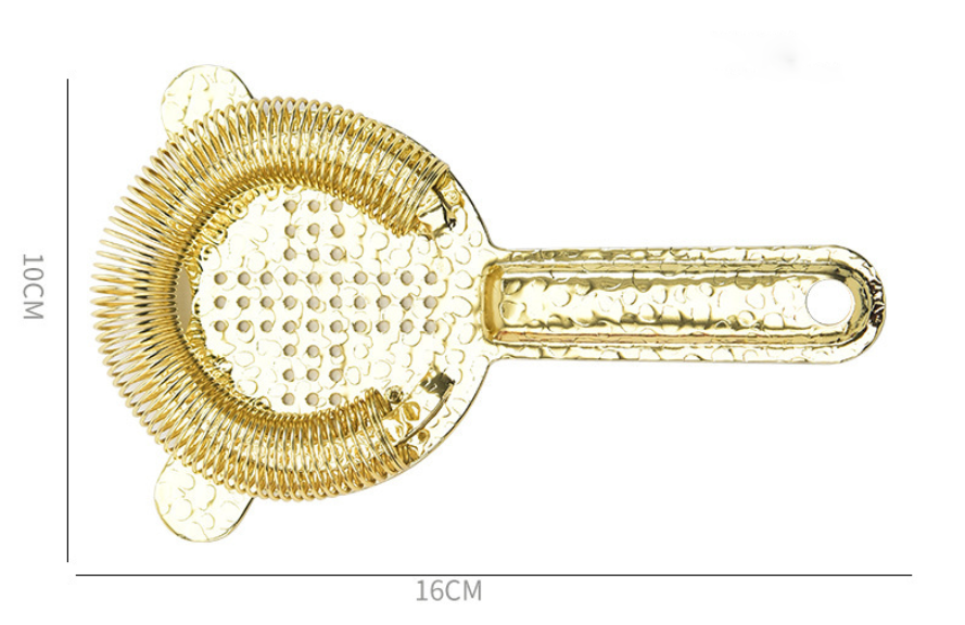 304 Stainless Steel Cocktail Ice Strainer — Spring-Loaded Cross Pattern Filter | Natural, Black, Gold & Rose Gold - BsBuy
