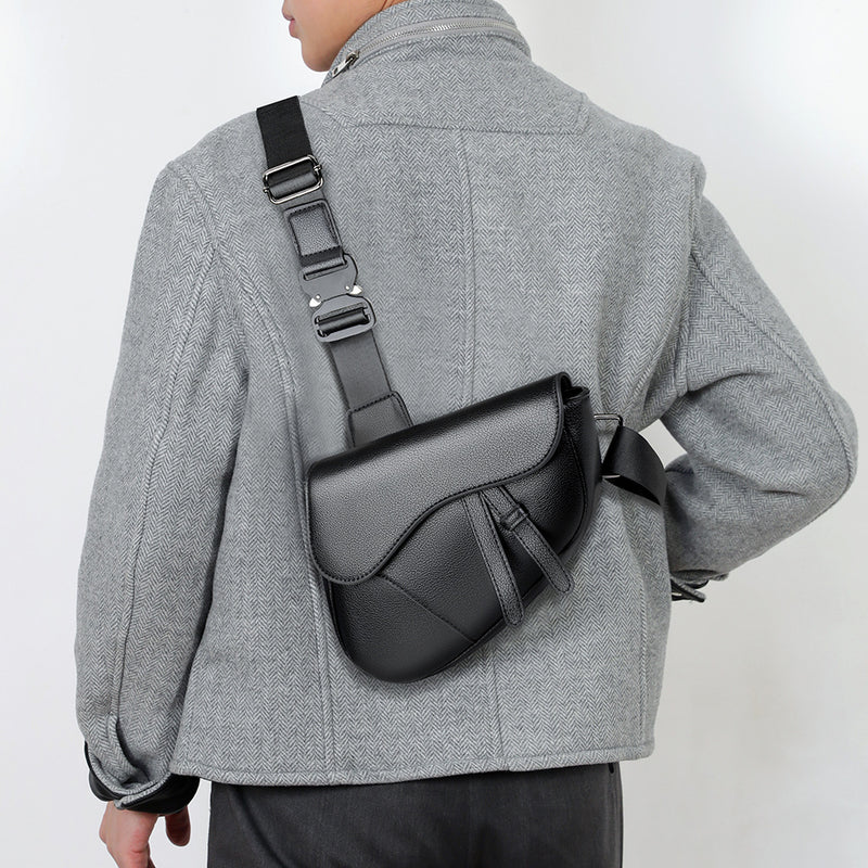 Shoulder bag saddle bag zipper diagonal cross bag men's bag - BsBuy
