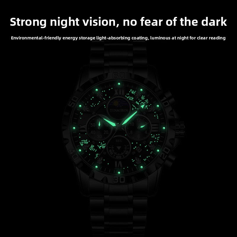 Swiss Brand Men's Automatic Quartz Watch Waterproof Luminous Calendar