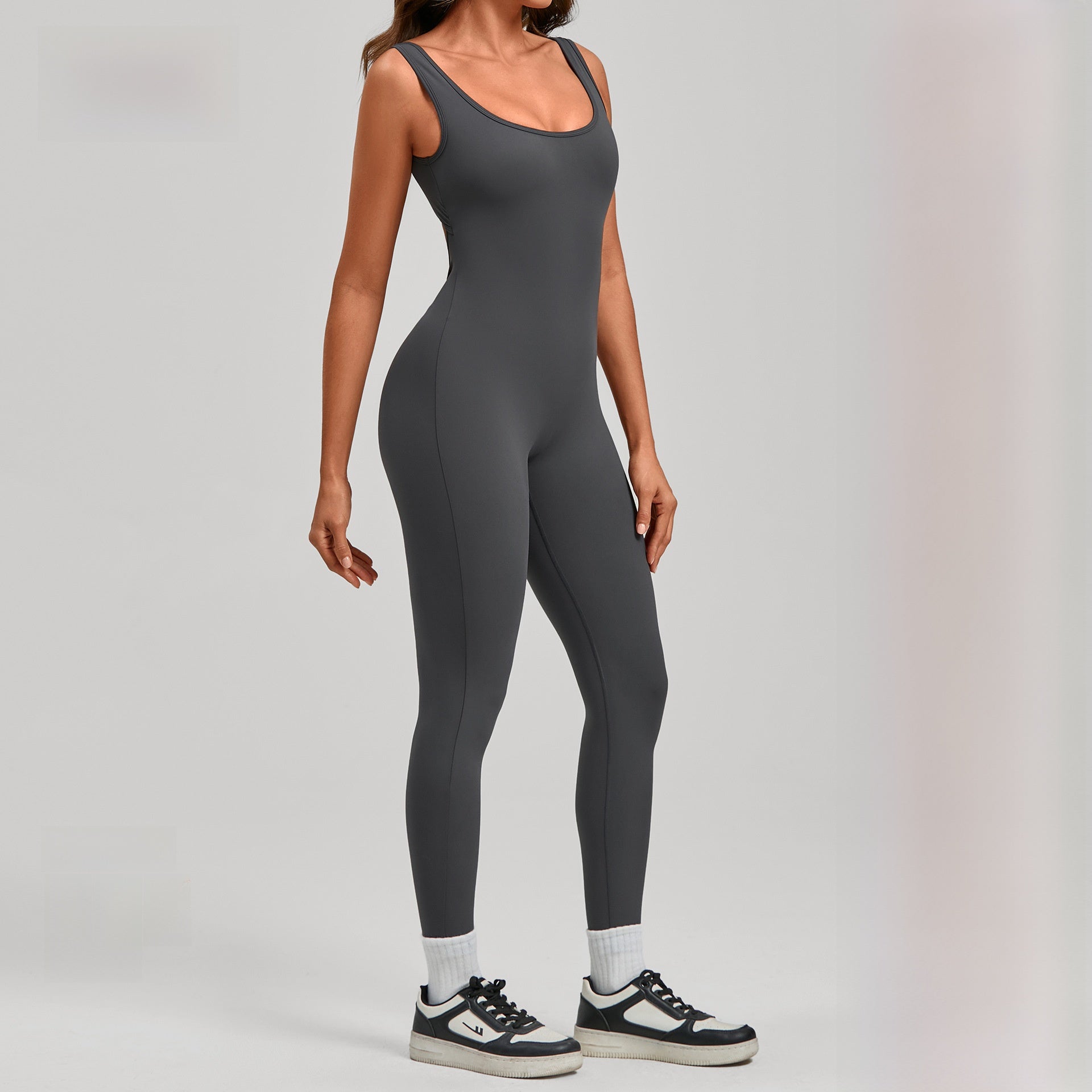 One-Piece Fitness Suit — Backless V-Neck Yoga & Gym Bodysuit - BsBuy