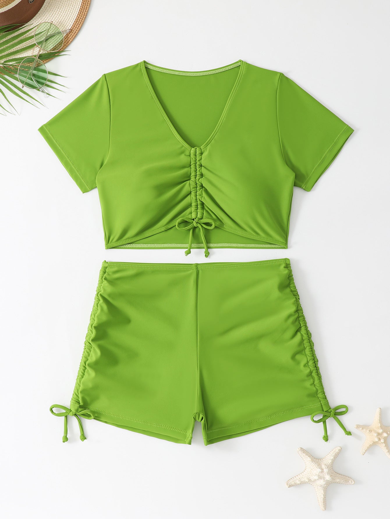 Short Sleeve High Waist Bikini Set – Elegant Separated Swimwear for Women - BsBuy