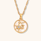 Celestial Sun Moon Stars Shell Pendant Necklace — Titanium Steel & Stainless Steel | Black & White - BsBuy
