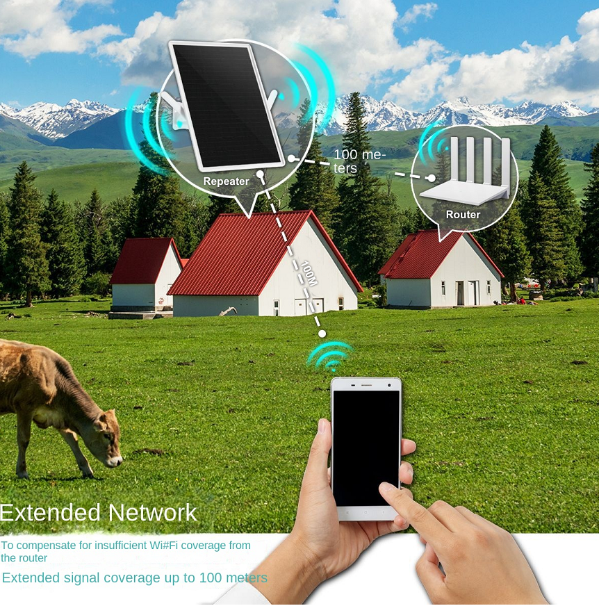 Solar Powered Signal Repeater Mobile Phone Signal Receiver Wireless WiFi Extender WiFi 6 Signal Amplifier - BsBuy