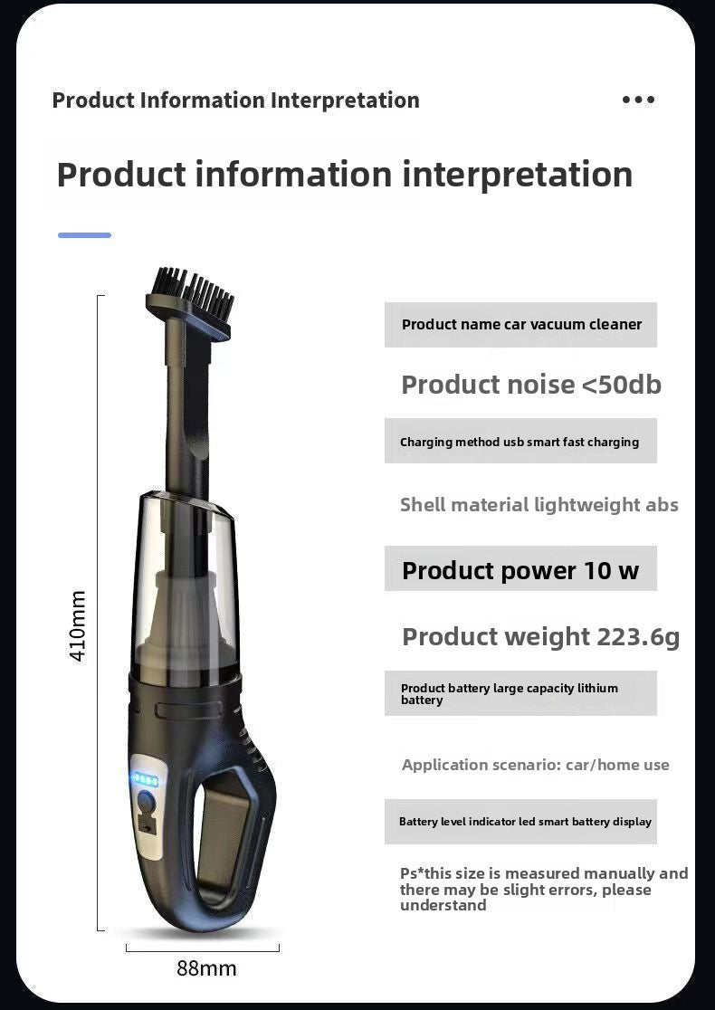 Handheld Cordless Car Vacuum Cleaner – 3500Pa Brushless Motor, LED Light & Inflator | Rechargeable - BsBuy