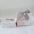 Marbled European-Style Wedding Gift Bag — Luxury Paper Favour Box with Grey Ribbon - BsBuy