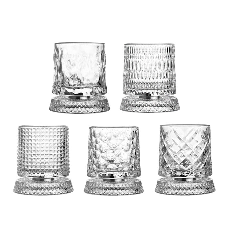 Crystal Base Rotating Whiskey Glass - BsBuy