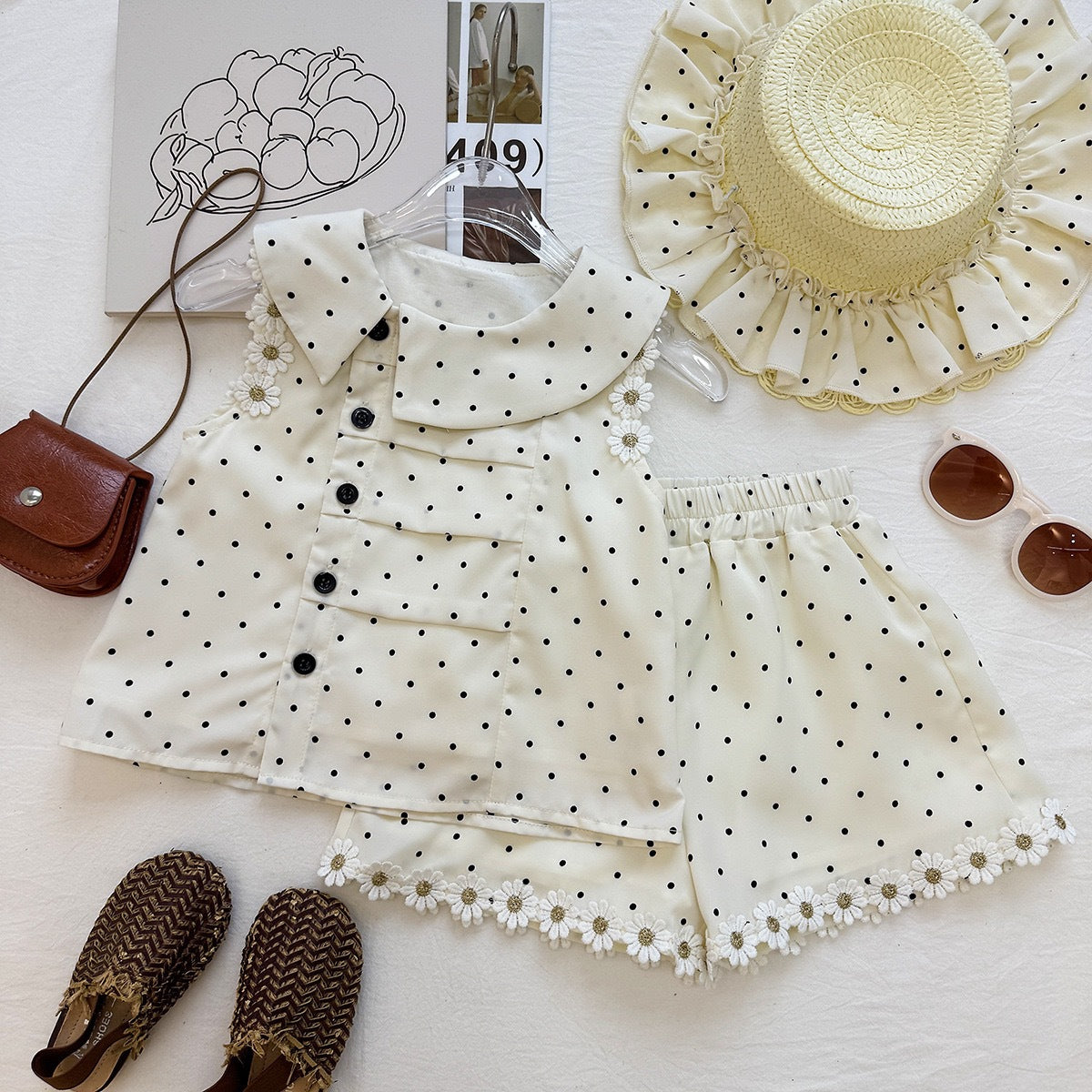 Girls' Polka Dot Sleeveless Top & Ruffle Shorts Set | Sweet Summer Two-Piece Outfit