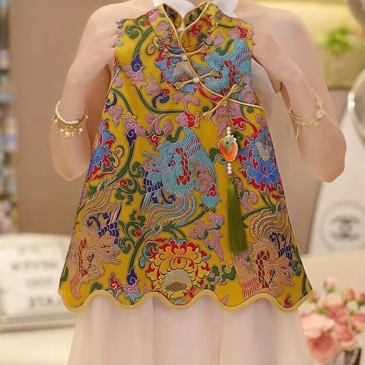 Girls' New  Dress Summer  New National Fashion Improved Cheongsam Dress Children's Stylish Princess Dress Foreign Trade - BsBuy