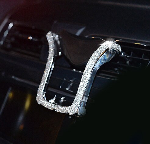 Universal Car Phone Holder with Bing Crystal Rhinestone Car Air Vent Mount Clip Cell Phone Holder for iPhone Samsung Car Holder - white