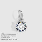 Birthstone Zircon Necklace Pendant — Stainless Steel Round Charm | 12 Months | Gold & Steel - BsBuy