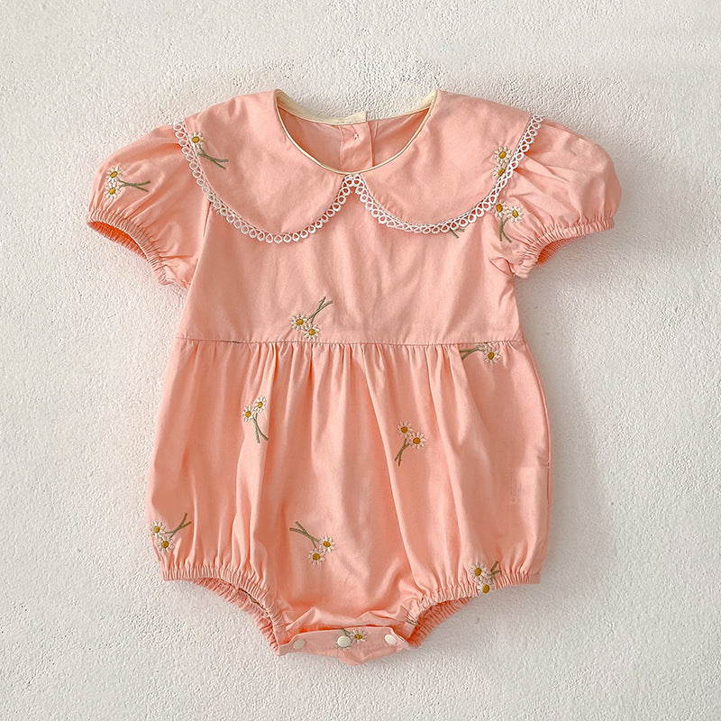 Baby Girl Clothes Infant Romper Summer New Embroidered Short Sleeve Onesie Bodysuit Outing Wear Kids Clothing - BsBuy
