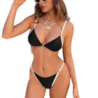 Lace up color blocked split swimsuit - BsBuy