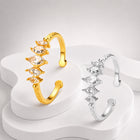 Adjustable Hammered Pattern Ring with Diamond Accents