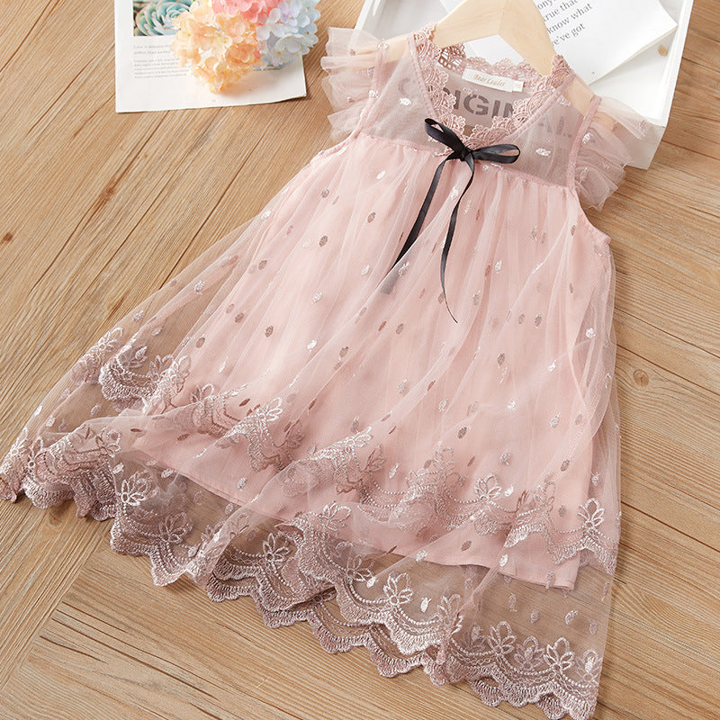 Cute Princess Style Children's Dress with Embroidery Tulle Puff Dress Summer Kids Fashion Dress - BsBuy