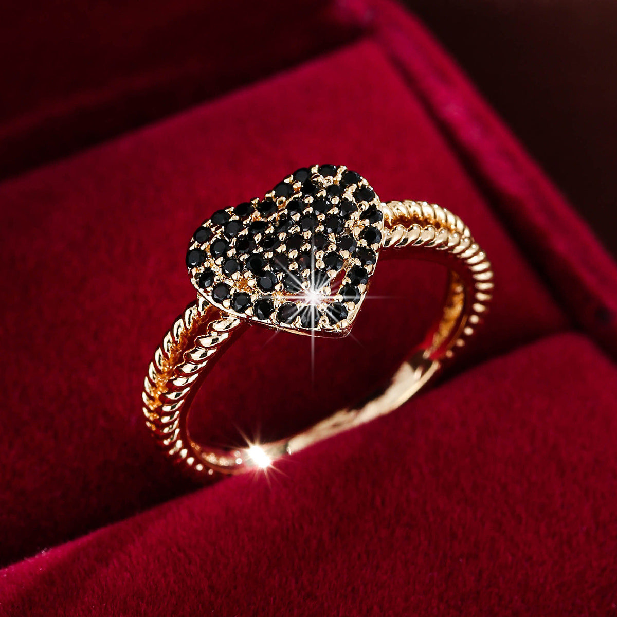 Heart-Shaped Zircon Ring | Gold, Silver & Gunmetal | 12 Colours | Sizes 6–9 - BsBuy