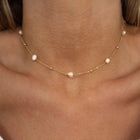 Natural Pearl Necklace Stainless Steel Layered Chain Heart Clasp Shell Pendant