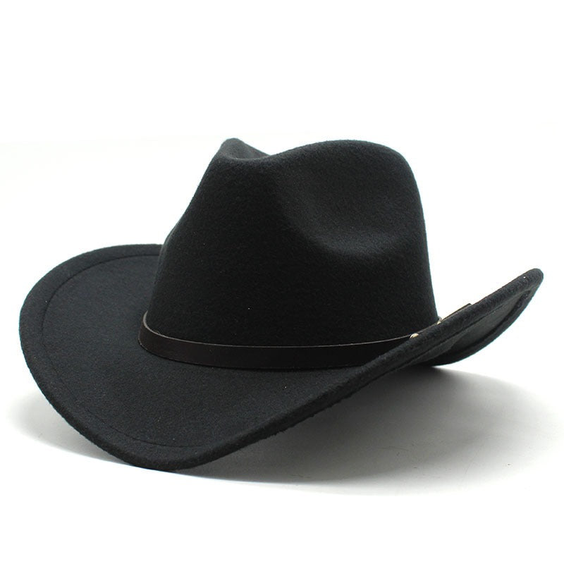Western Wide-Brim Jazz Hat — Felt & Satin Unisex Cowboy Hat | 8 Colours | One Size - BsBuy