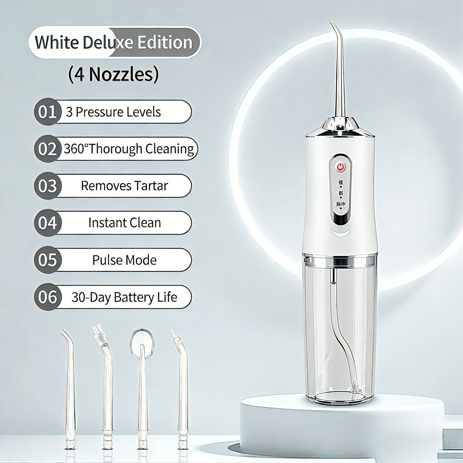 Electric Dental Flosser & Portable Oral Irrigator – IPX6 Waterproof, 15+ Day Battery | 4 Colours