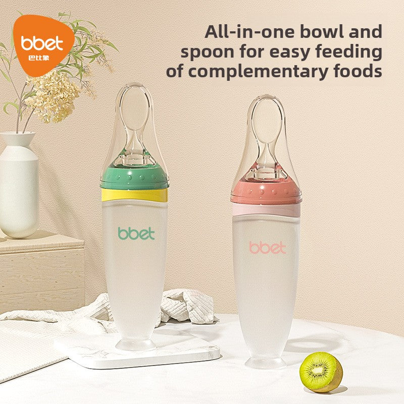 Silicone Squeeze Feeding Spoon Bottle — Food-Grade Baby Weaning Feeder from 3 Months+ - BsBuy