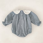 Cute  Baby Girl Long Sleeve Romper with Embroidered Collar, Spring and Autumn Fashion Princess Outfit - BsBuy