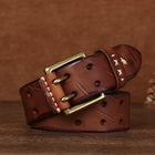 Retro Genuine Leather Belt – Top-Layer Cowhide with Copper Pin Buckle | Black, Brown & Khaki | 105–125cm - BsBuy