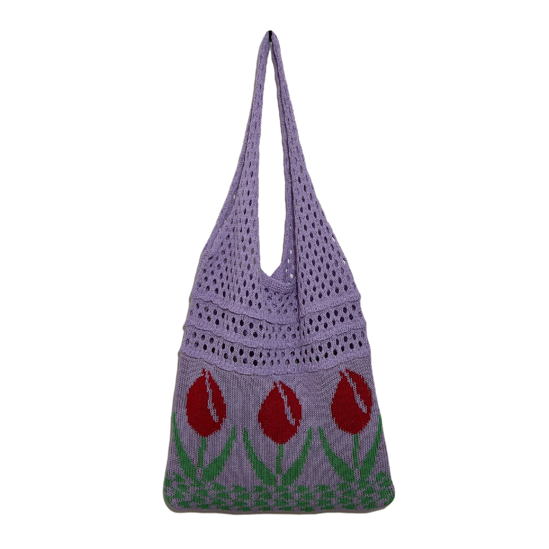 New Flower Bag Tulip Bag Retro Knitted Bag Handbag Shoulder Bag Woolen Bag for Women - BsBuy