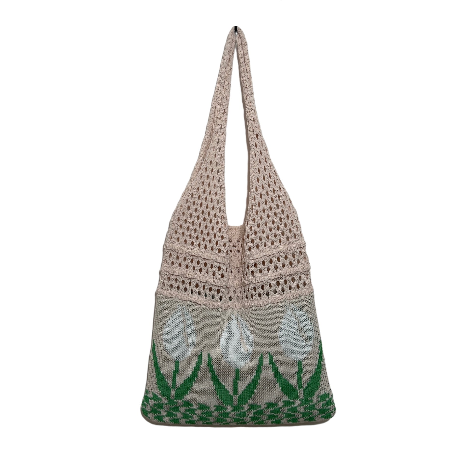 New Flower Bag Tulip Bag Retro Knitted Bag Handbag Shoulder Bag Woolen Bag for Women - BsBuy