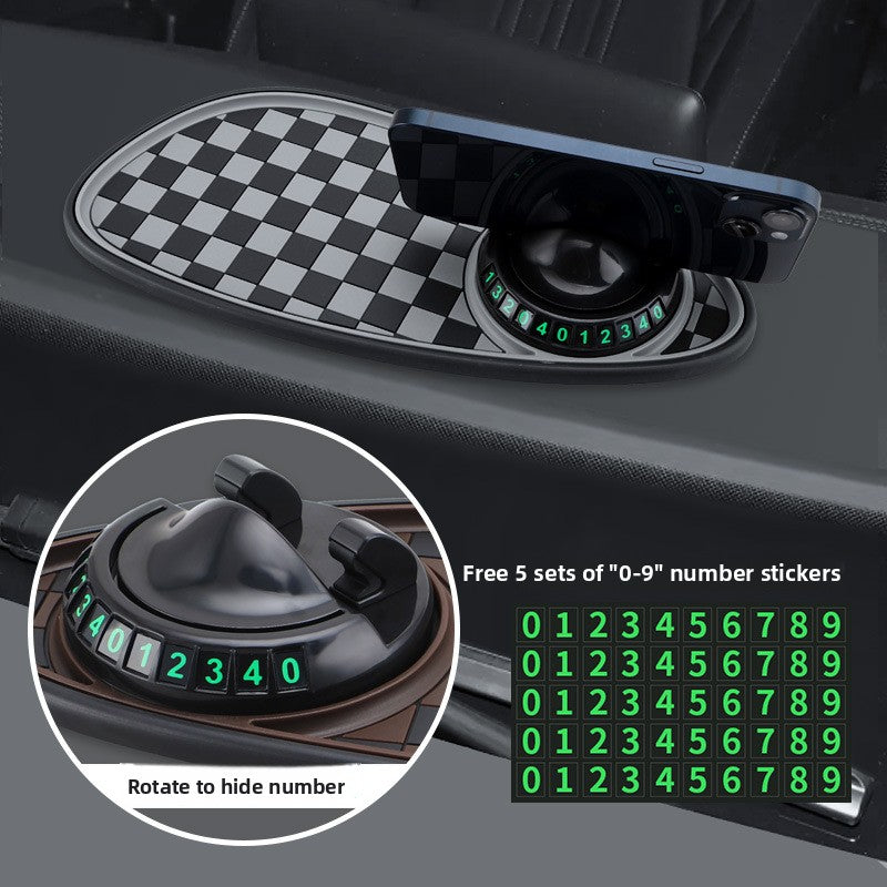 Multifunctional Car Phone Holder & Anti-Slip Mat – 3-in-1 with Parking Number Plate Holder | PVC | 3 Colours - BsBuy