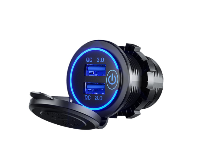 36W QC 3.0 Touch Switch Waterproof Universal Motorcycle Car Truck Boat Dual USB Charger Socket For Phone Tablet Camera GPS DVR - BsBuy