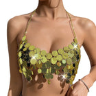 Sequin Backless Chain Strap Tank Top - BsBuy