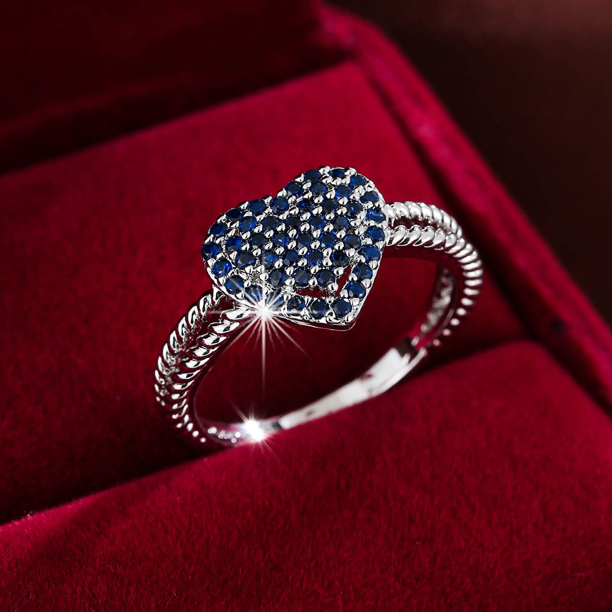 Heart-Shaped Zircon Ring | Gold, Silver & Gunmetal | 12 Colours | Sizes 6–9 - BsBuy