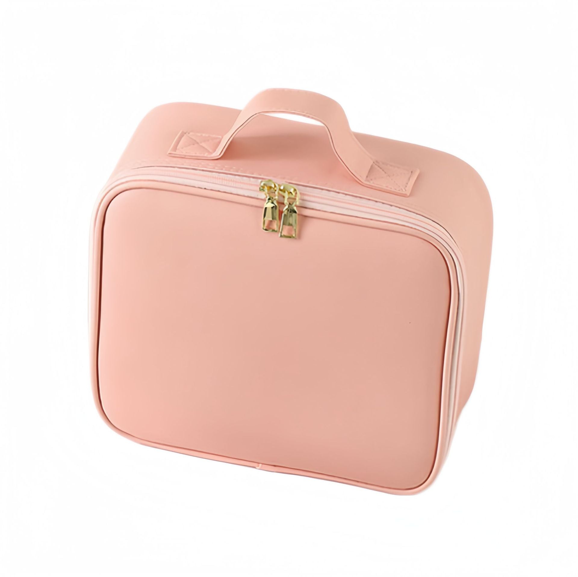 LED Makeup Bag with Mirror – Large Capacity Travel Cosmetic Organiser | PU Leather | Pink & Black - BsBuy