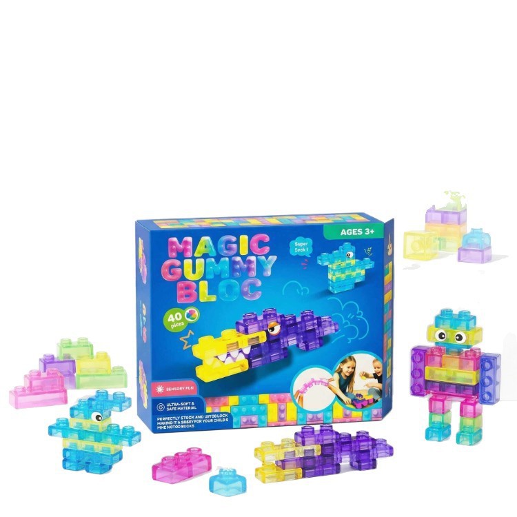 BsBuy Sensory Soft Silicone Building Blocks | Squeeze & Stack Toy Set | 28, 40 or 56 Pieces