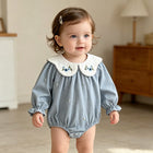 Cute  Baby Girl Long Sleeve Romper with Embroidered Collar, Spring and Autumn Fashion Princess Outfit - BsBuy
