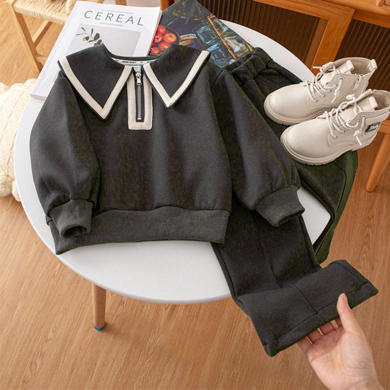 Elegant Casual Two-Piece Set for Little Girls, Fashionable Flared Pants Autumn Outfit - BsBuy