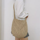 New Bag Knitted Bag Messenger Bag Solid Color Tote Bag Twist Bag Retro Bag Women's Bag Trend - BsBuy