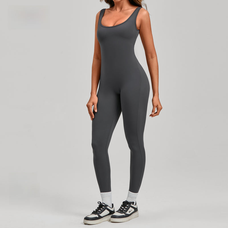 One-Piece Fitness Suit — Backless V-Neck Yoga & Gym Bodysuit - BsBuy
