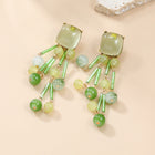 Fruit Floral Tassel Earrings — Rhinestone Embellished Alloy Drop Earrings for Women - BsBuy