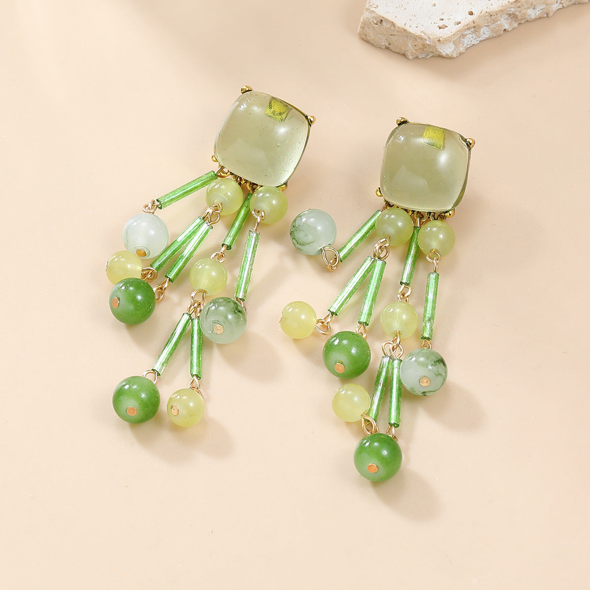 Fruit Floral Tassel Earrings — Rhinestone Embellished Alloy Drop Earrings for Women - BsBuy
