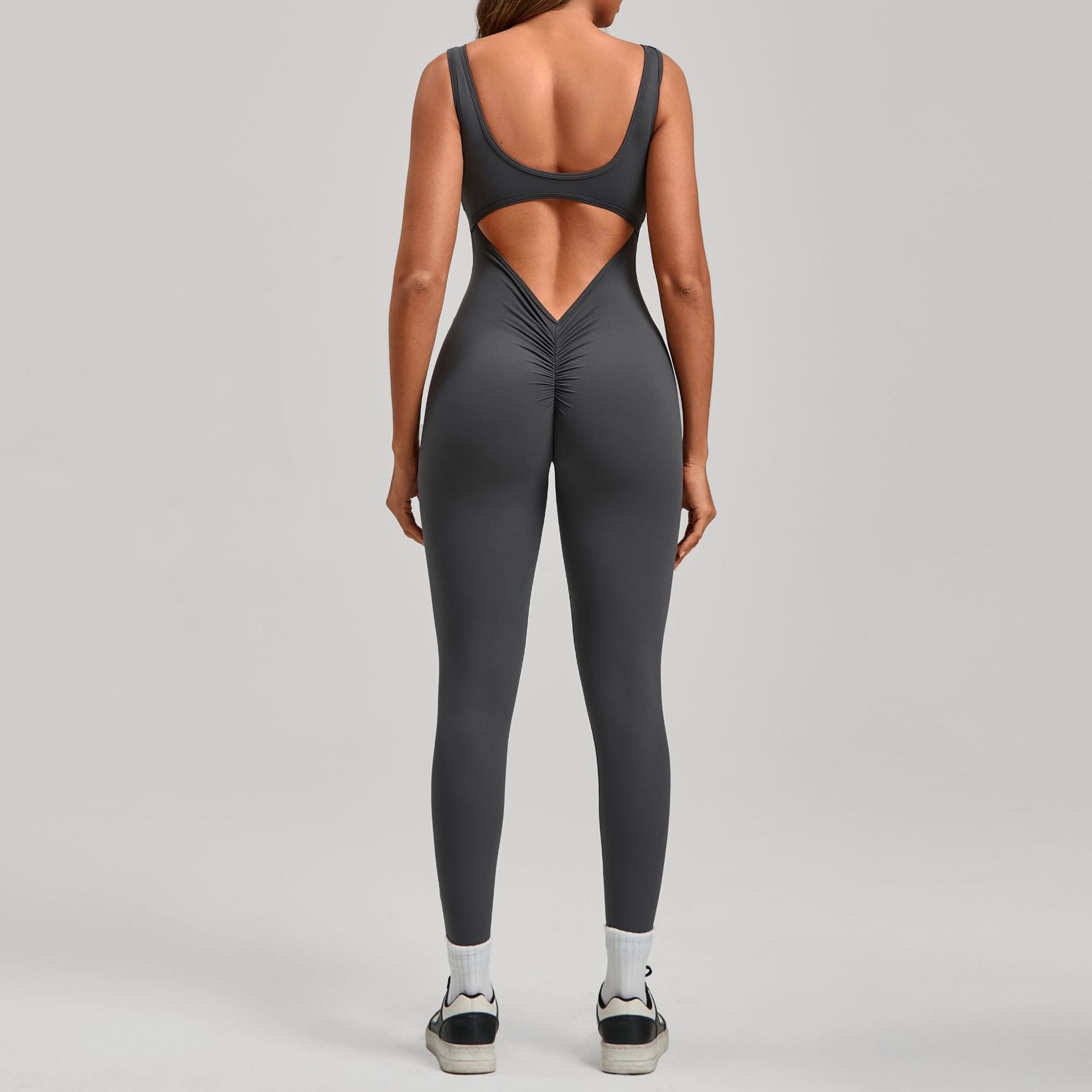 One-Piece Fitness Suit — Backless V-Neck Yoga & Gym Bodysuit - BsBuy