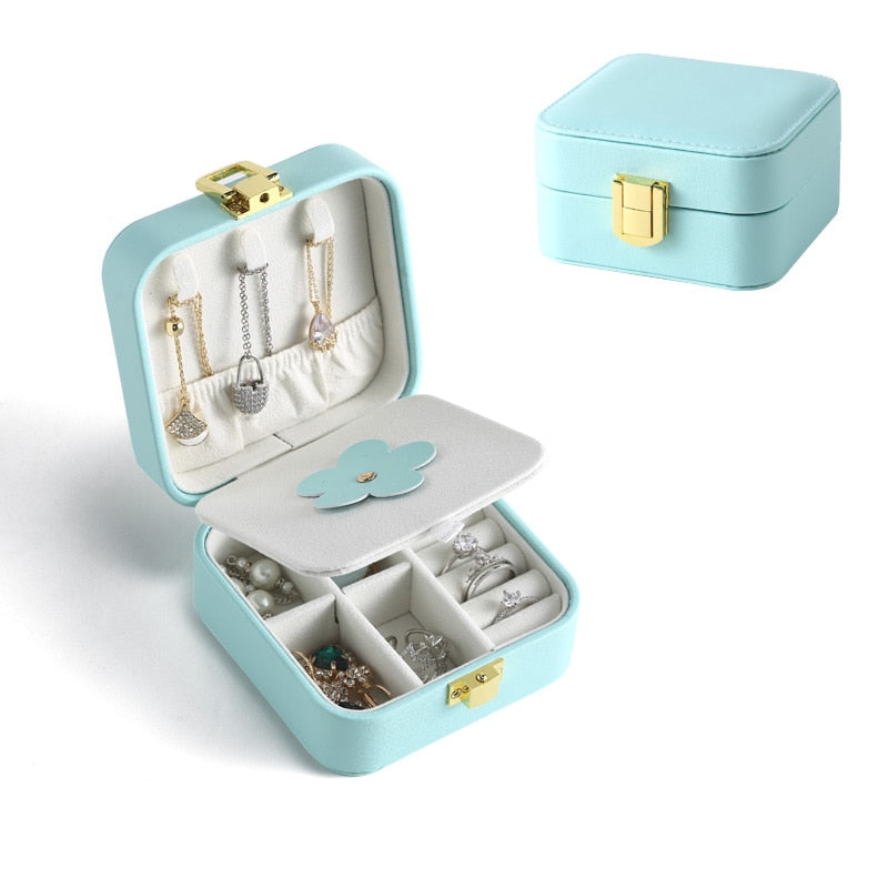 Casegrace PU Leather Mini Jewelry Box Organizer for Jewelry Earrings Necklace Ring Storage Casket Travel Portable Jewellery Case - BsBuy