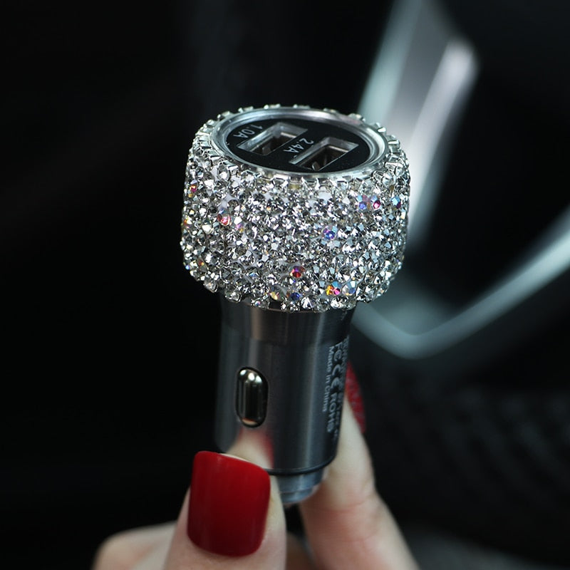 USB Car Charger For Mobile Phone Tablet GPS Fast Charger Car-Charger Dual USB Car Phone Charger Data Line Wire in Car Ornaments - BsBuy