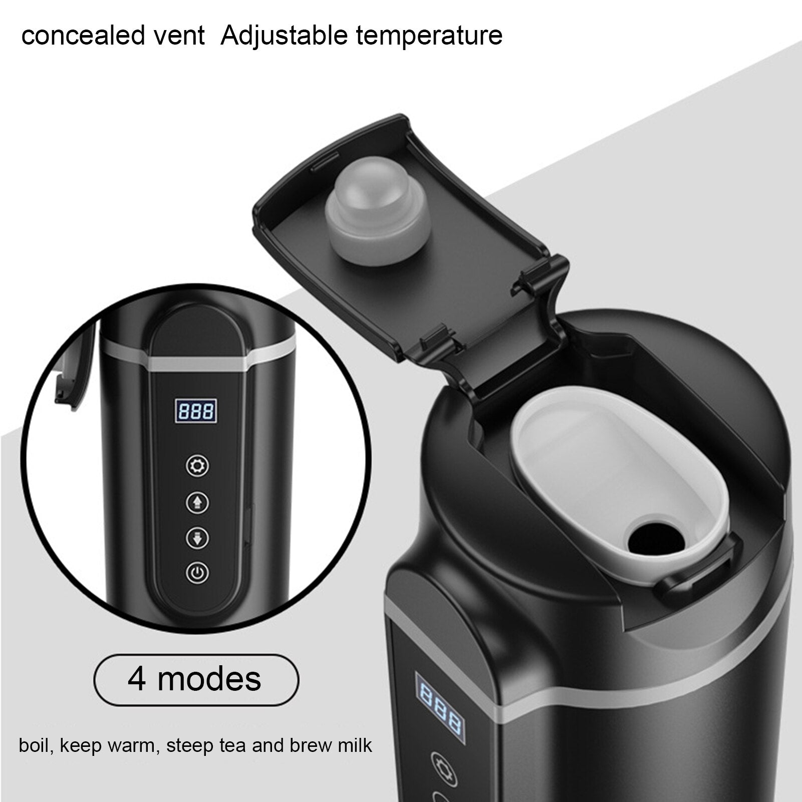 Car Electric Heating Cup – 420ml Smart Mug with Temperature Control, 12V/24V - BsBuy