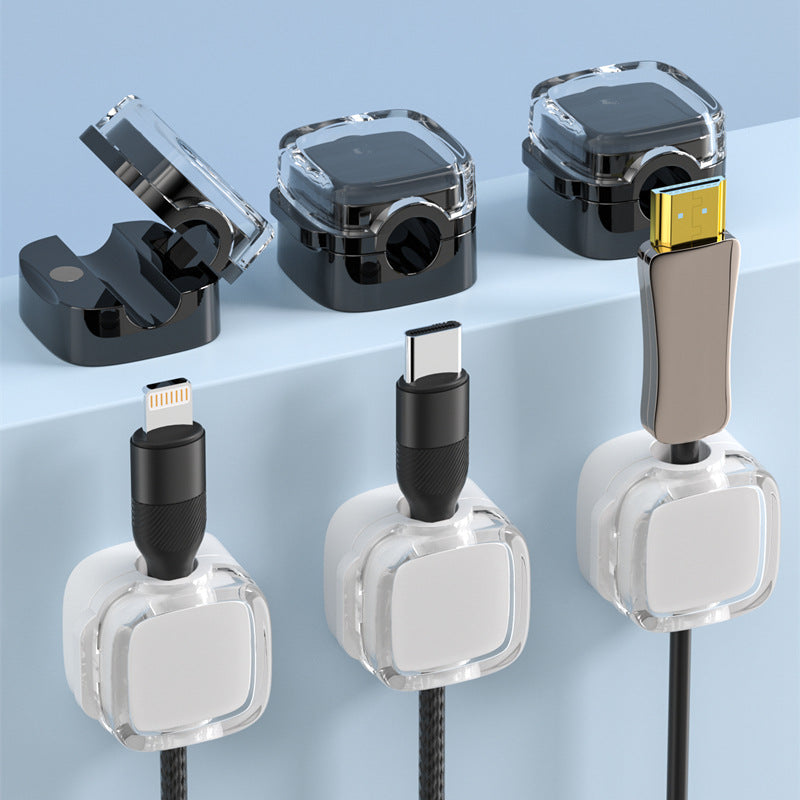 Magnetic Transparent Cable Organiser Clips – Desk & Wall Wire Management | 3-Pack | 6 Colours - BsBuy