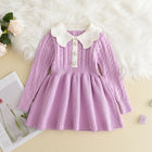 Fashionable Solid Color Long Sleeve Princess Dress Casual Winter Wear - BsBuy