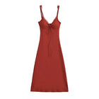 Long dress with bra pads lace trim and straps - BsBuy