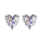 BsBuy S925 Sterling Silver Heart Earrings | High-Carbon Stone or Moissanite | 0.5ct & 1ct
