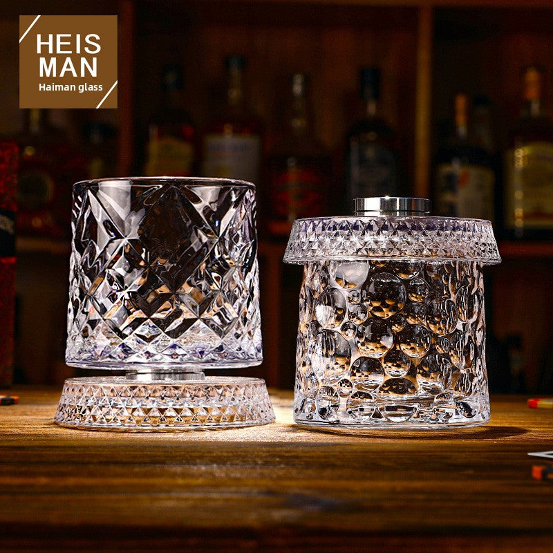Crystal Base Rotating Whiskey Glass - BsBuy