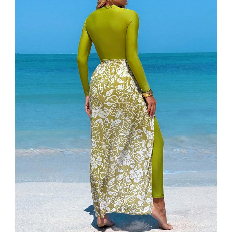 Long Pants Bikini Three-Piece Swimsuit Women's Printed Beach Dress Swimwear - BsBuy